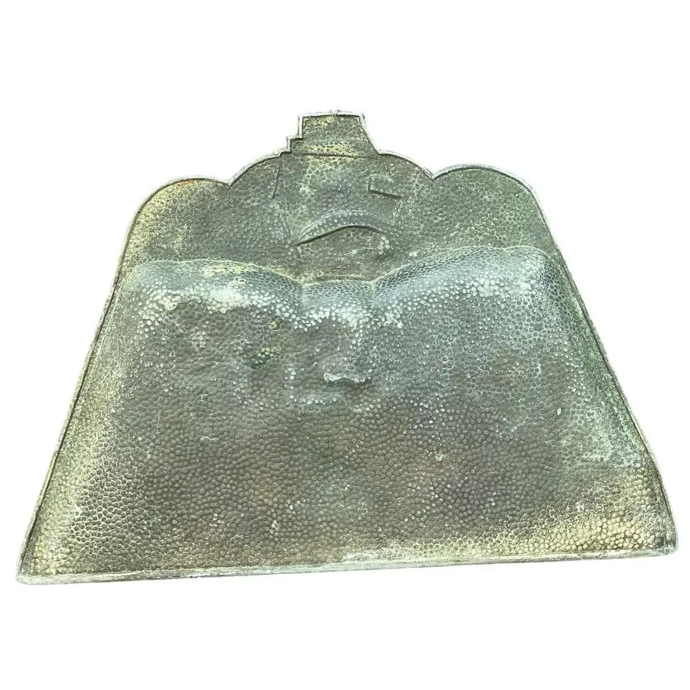 Antique Metal Crumb Catcher Dustpan Set Embossed Ship Schooner No Bristles READ